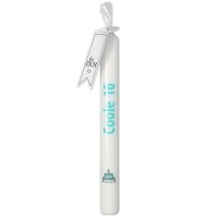 Stabkerze "Coole 16" Weiß, Türkis  Stabkerze "Coole 16" Weiß, Türkis