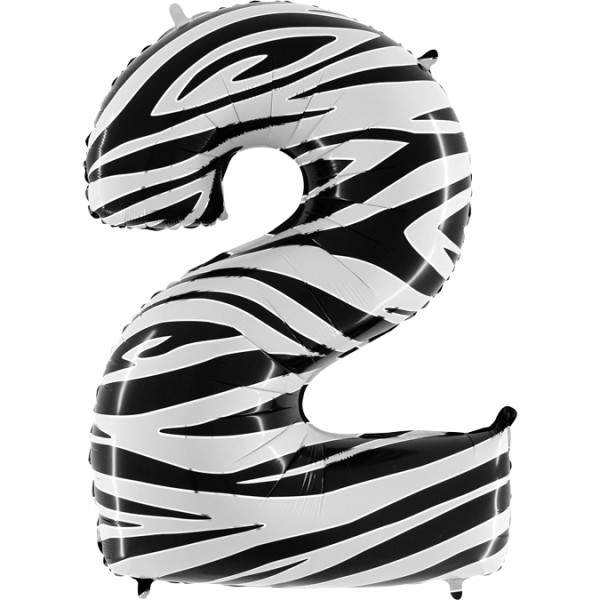 Zahlenballon Zebramuster "2"