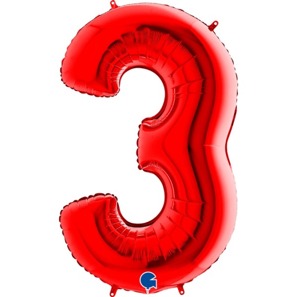 Zahlenballon Rot "3"