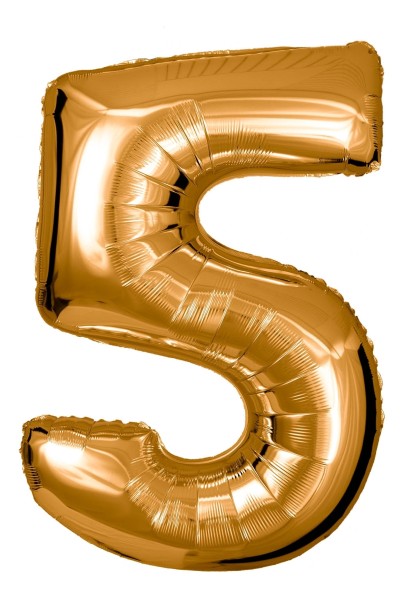 Zahlenballon Gold "5"