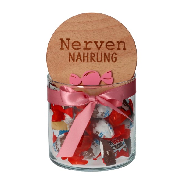 Geschenkglas "Nervennahrung" Pastel Rosa