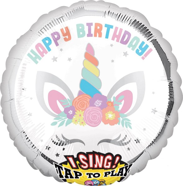 Musikballon Einhornparty "Happy Birthday"