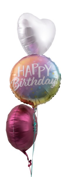 Ballonset "Happy Birthday Pastell Dots magenta"