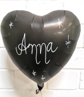 Folienballon Herz Handbeschriftet, Satin Schwarz  Folienballon Herz Handbeschriftet, Satin Schwarz