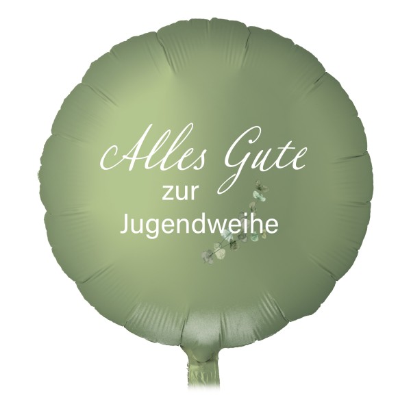 Folienballon Satin Olive Green "Alles Gute zur Jugendweihe"