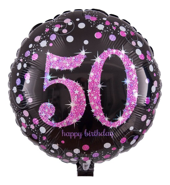 Zahlen Ballon zum 50. Geburtstag, Radiant schwarz-pink