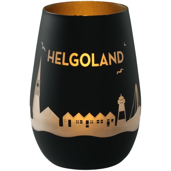 Windlicht Skyline Helgoland Schwarz/Gold