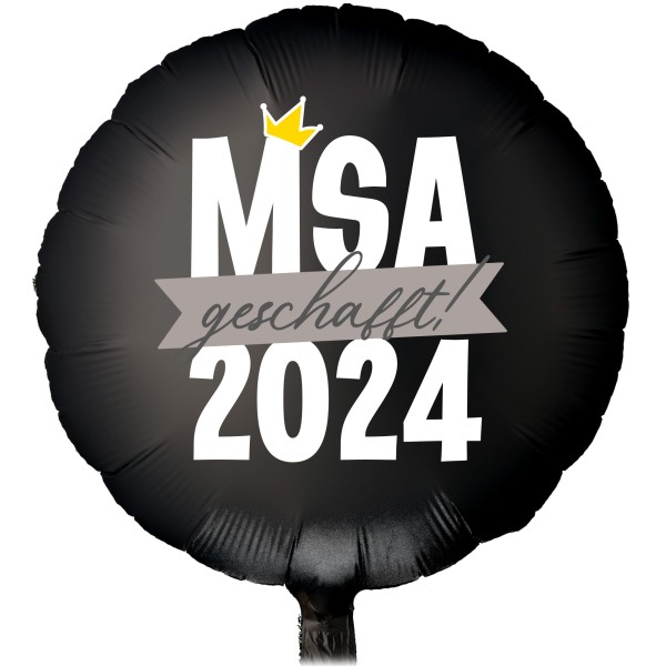 Folienballon Satin Schwarz "MSA 2024 geschafft"