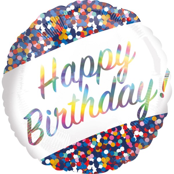 Ballon "Happy Birthday" mit buntem Konfetti