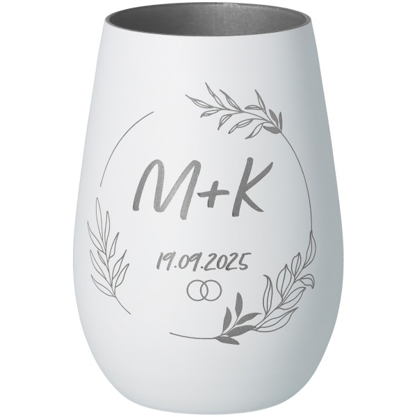 Windlicht Initialien mit Kranz "Initialien+Datum"