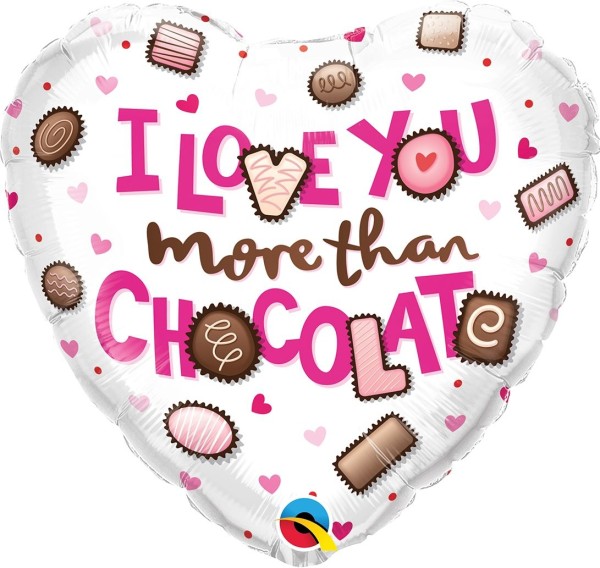 Herzballon "I love you more than Chocolate"