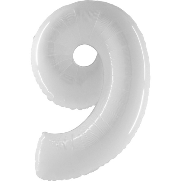 Zahlenballon Weiß "9"
