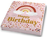 Servietten "Happy Birthday" Boho, 20 Stück  Servietten "Happy Birthday" Boho, 20 Stück