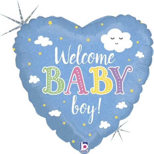 Folienballon Herz "Welcome Baby Boy"