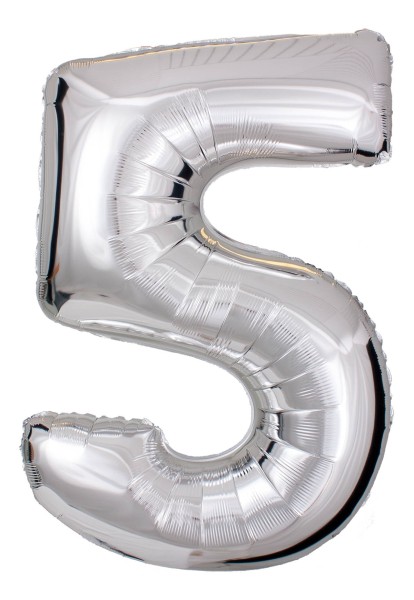 Zahlenballon Silber "5"