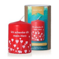Stumpenkerze "Ich schenke dir mein Herz" Rot  Stumpenkerze "Ich schenke dir mein Herz" Rot