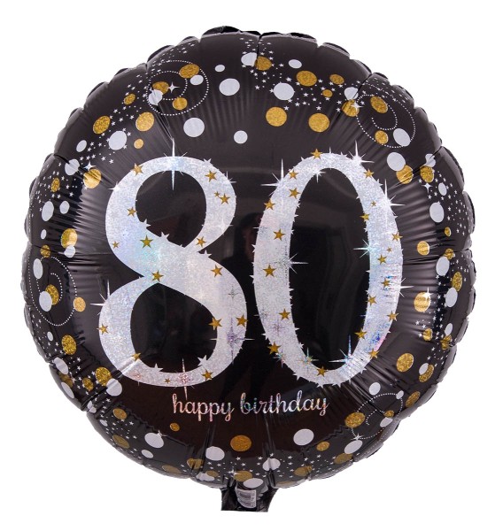 Helium Ballon Zahl zum 80. Geburtstag, Radiant schwarz