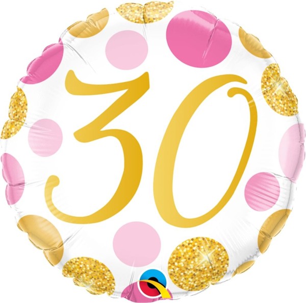 Gold-Pink gepunkteter Geburtstagsballon "30"