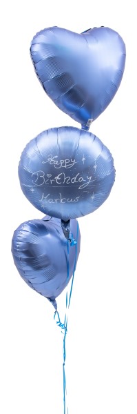 Ballon Strauß Satin Blau Handbeschriftet