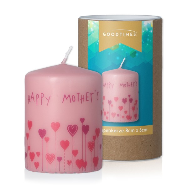 Stumpenkerze "Happy Mother's Day" Rosa