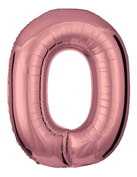 Roséfarbene Folienballon Zahl "0"