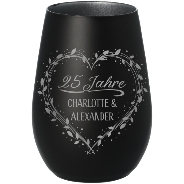 Windlicht Jubiläum "Zahl + Name + Name"