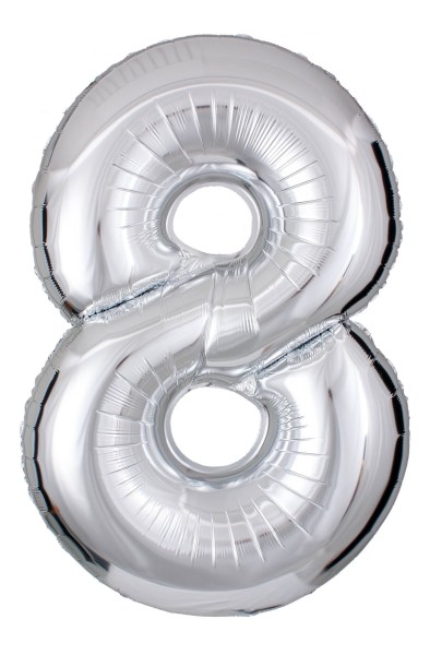 Silberner Zahlen Ballon "8"