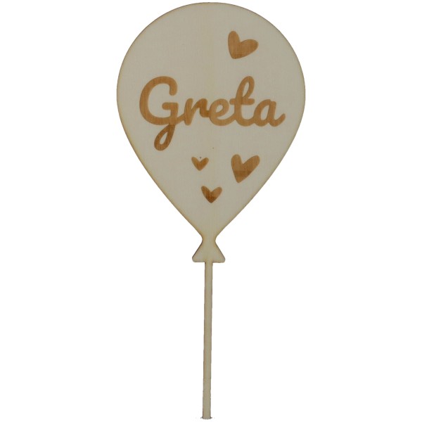 Cake Topper Ballon Herz "Name" aus Holz