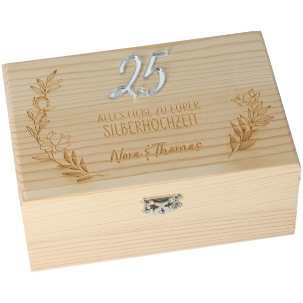Geschenkbox 25 Silberhochzeit "Namen"