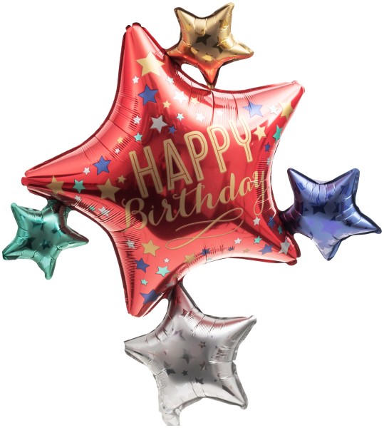 Riesenballon 5 Sterne "Happy Birthday"