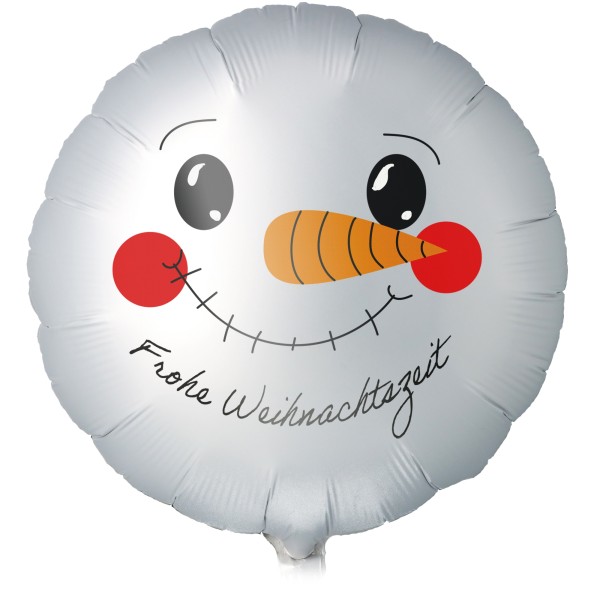 Folienballon Satin Weiß "Schneemann Frohe Weihnachtszeit"