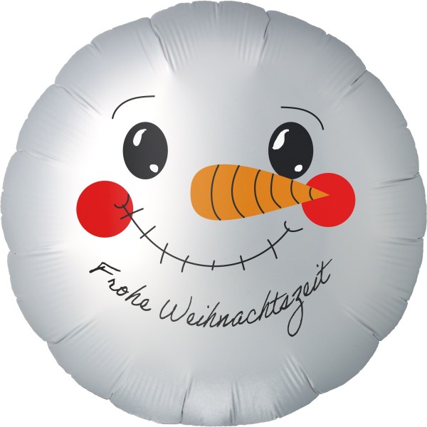 Folienballon Satin Weiß "Schneemann Frohe Weihnachtszeit"