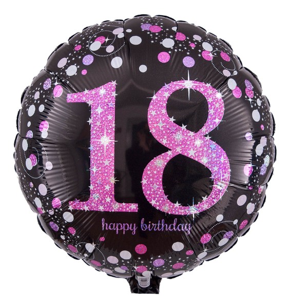 Folienballon Zahl zum 18. Geburtstag, Radiant schwarz-pink