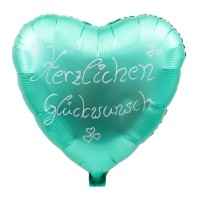 Folienballon Herz Handbeschriftet, Satin Grün  Folienballon Herz Handbeschriftet, Satin Grün