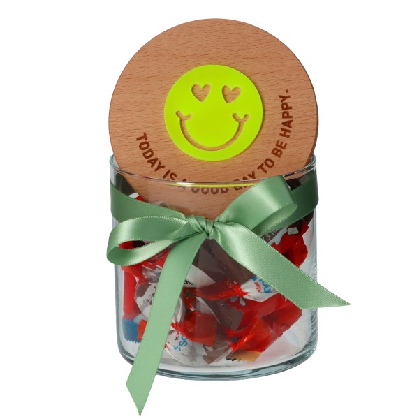 Geschenkglas "GOOD DAY" Neongelb