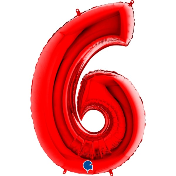 Zahlenballon Rot "6"
