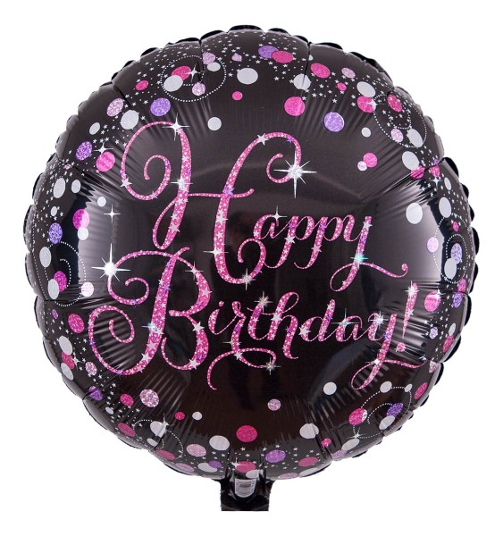 Happy Birthday Ballon, Radiant schwarz-pink