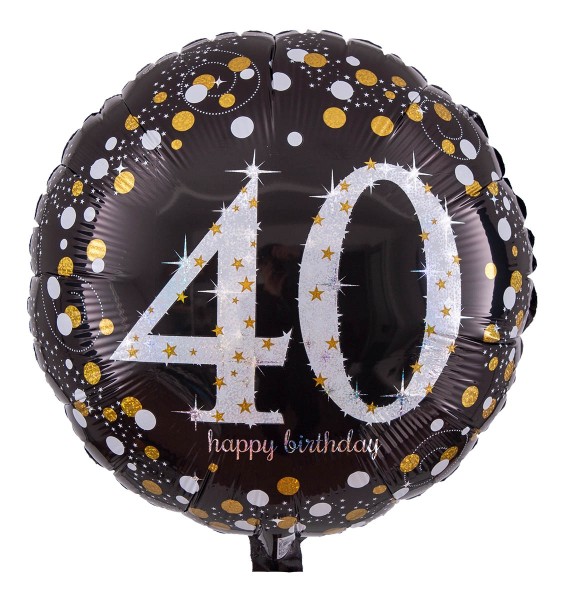 Helium Ballon Zahl zum 40. Geburtstag, Radiant schwarz