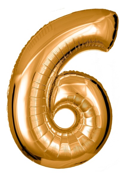 Zahlenballon Gold "6"