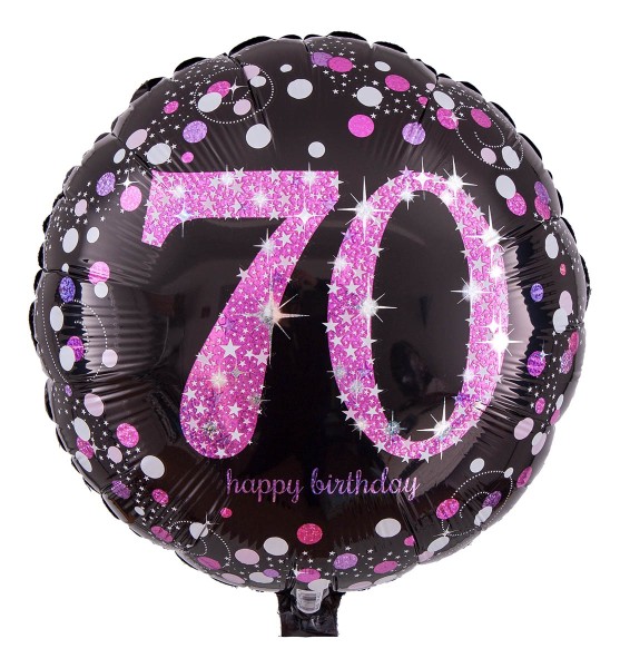 Helium Ballon Zahl zum 70. Geburtstag, Radiant schwarz-pink
