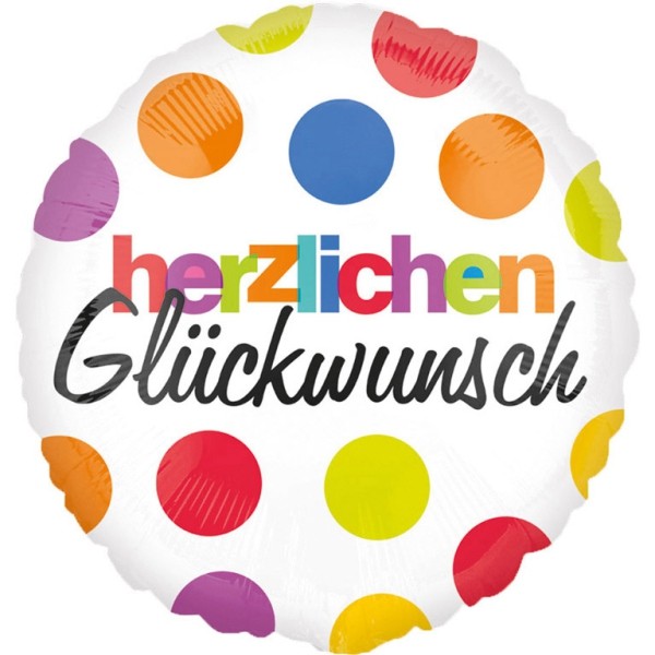 Bunt gepunktetes Ballongeschenk "herzlichen Glückwunsch"