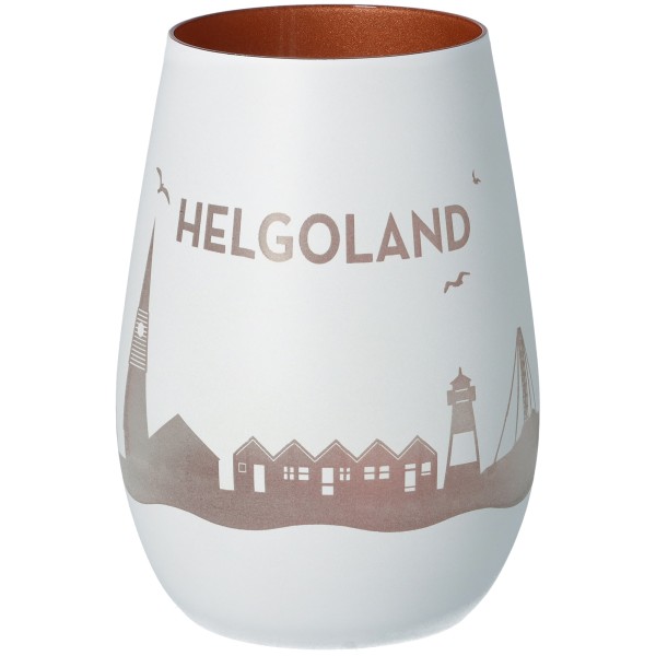 Windlicht Skyline Helgoland Weiß/Bronze
