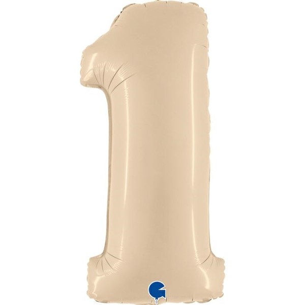 Zahlenballon Satin Cream "1"