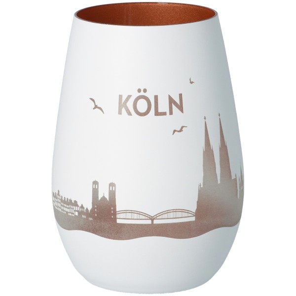 Windlicht Skyline Köln Weiß/Bronze