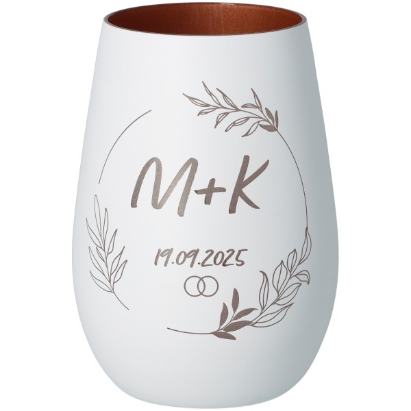 Windlicht Initialien mit Kranz "Initialien+Datum"