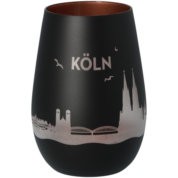 Windlicht Skyline Köln Schwarz/Bronze