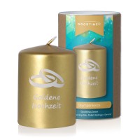 Stumpenkerze "Goldene Hochzeit" Gold  Stumpenkerze "Goldene Hochzeit" Gold