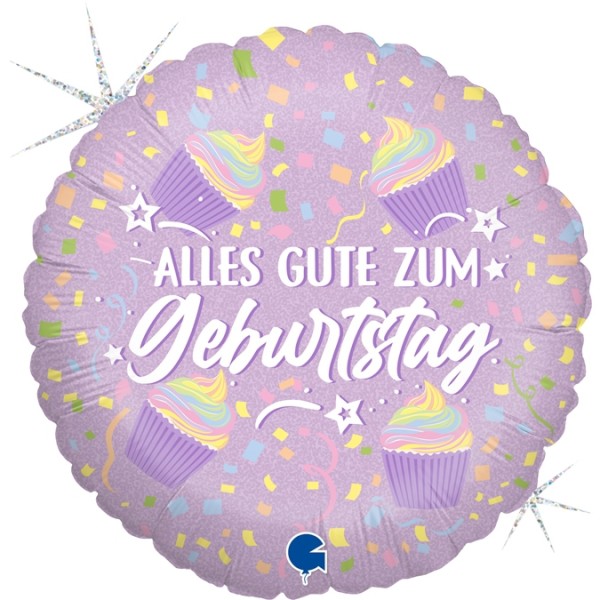 Ballon "Alles Gute zum Geburtstag" mit Cupcakes