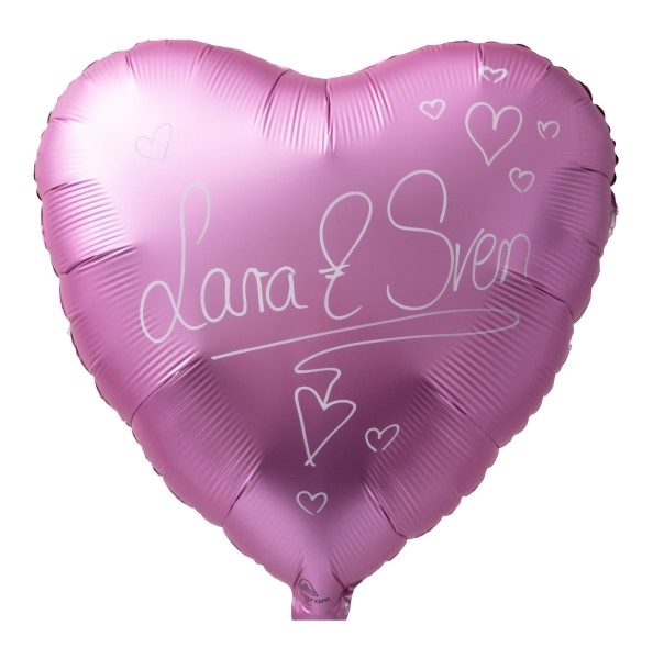 Folienballon Herz Handbeschriftet, Satin Rosa