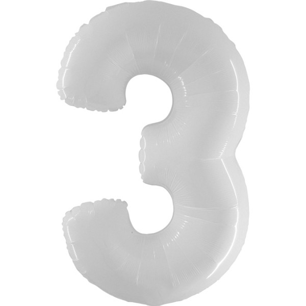Zahlenballon Weiß "3"